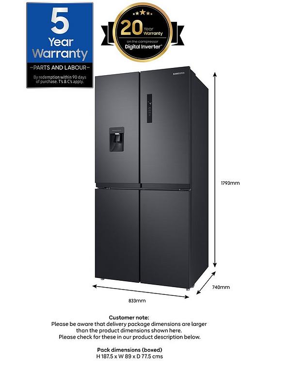 Samsung RF48A401EB4/EU French Style Fridge Freezer with Twin Cooling Plus - E Rated - Gentle Black Matt - Image 7